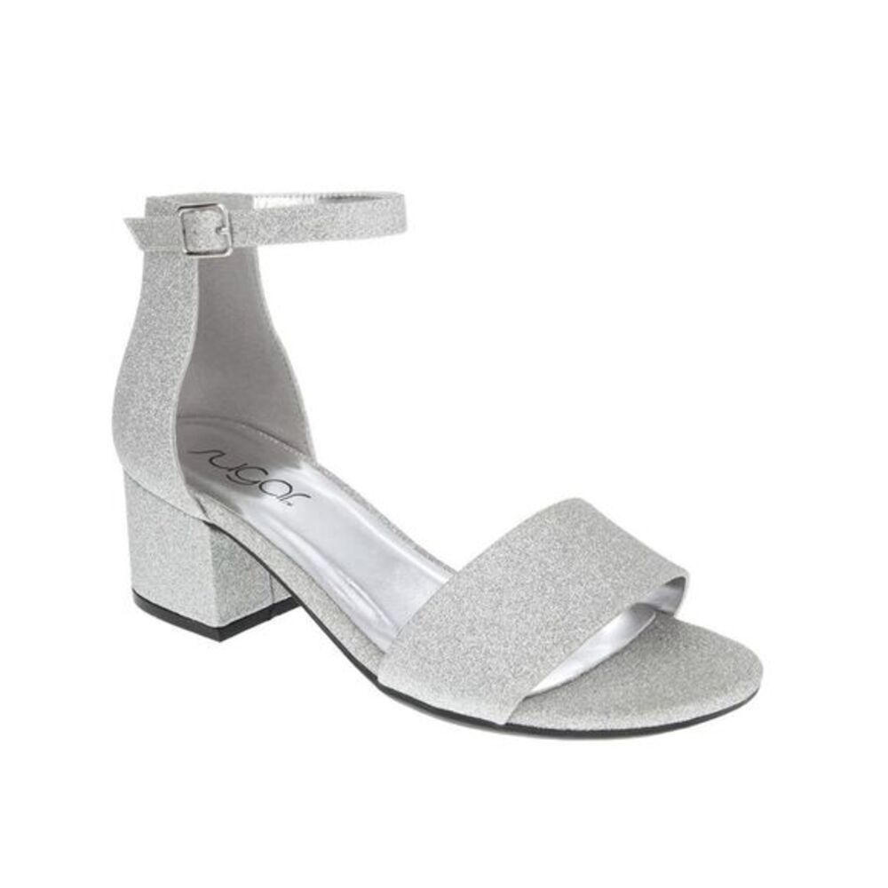 Sugar Sparkling Silver Block Heel Sandals